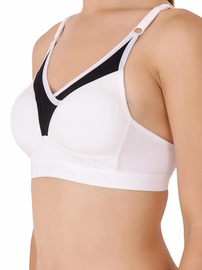 Floret - White - Sports Bra Heavily Padded & Full Coverage - T3001
