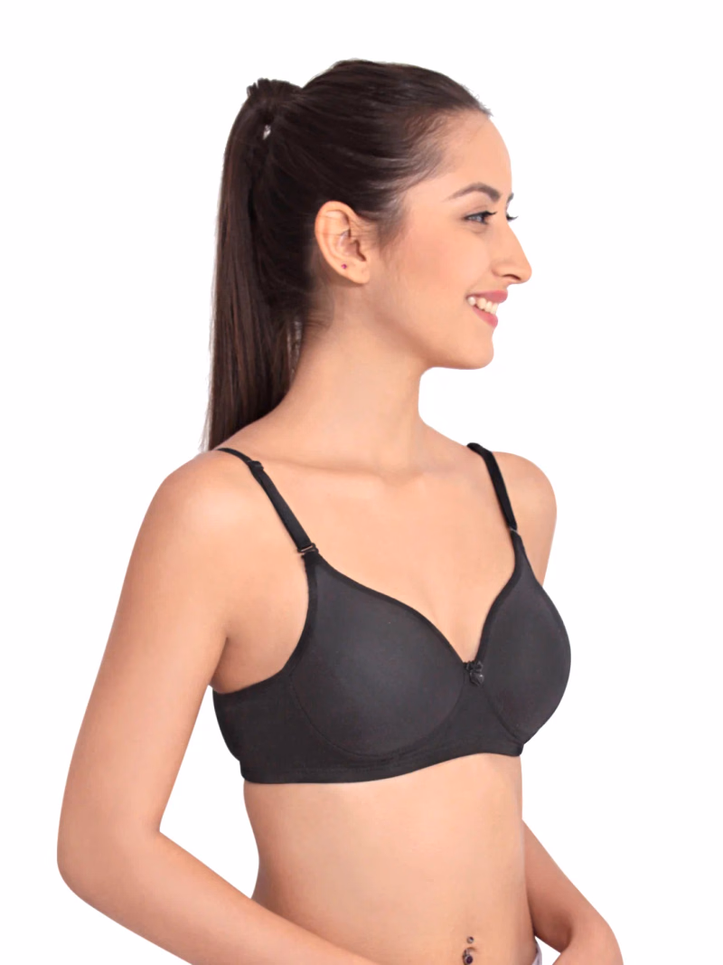 Floret - Black - Push-Up Heavily Padded & Medium Coverage T-Shirt Bra - T-3010
