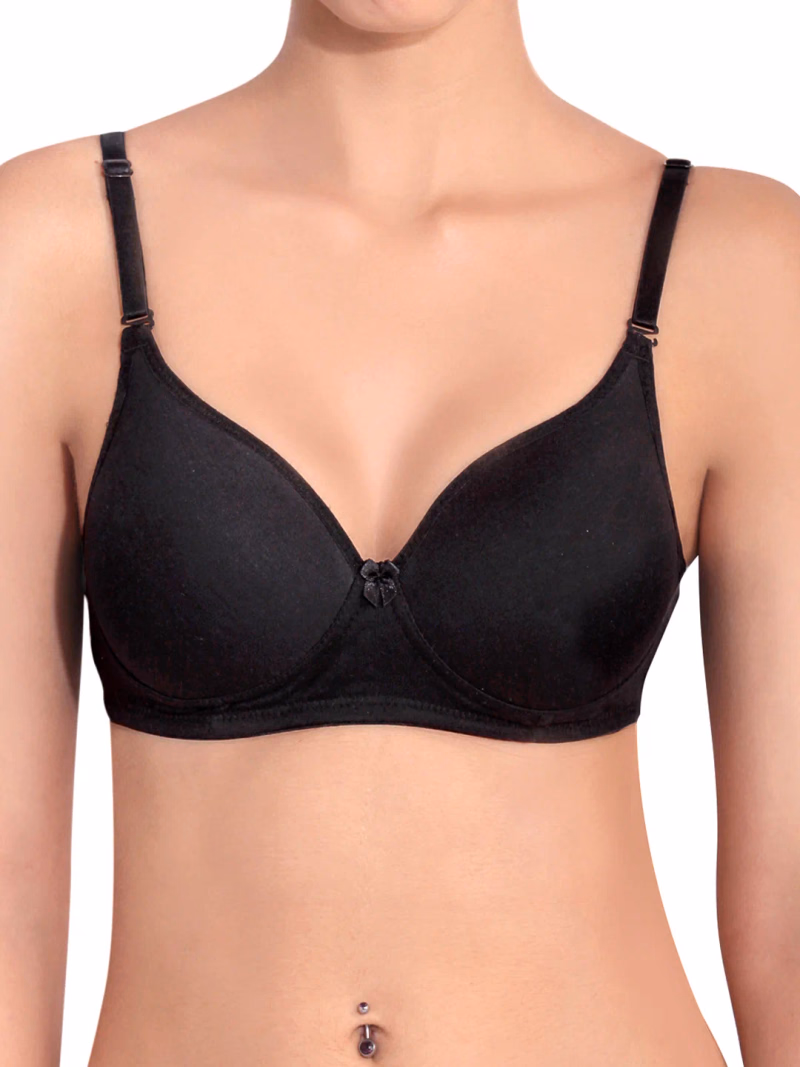 Floret - Black - Push-Up Heavily Padded & Medium Coverage T-Shirt Bra - T-3010