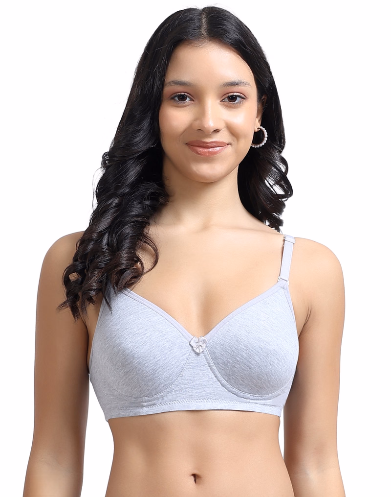 La-brary - Gray - Honeybee - Pushup Padded T-Shirt Bra